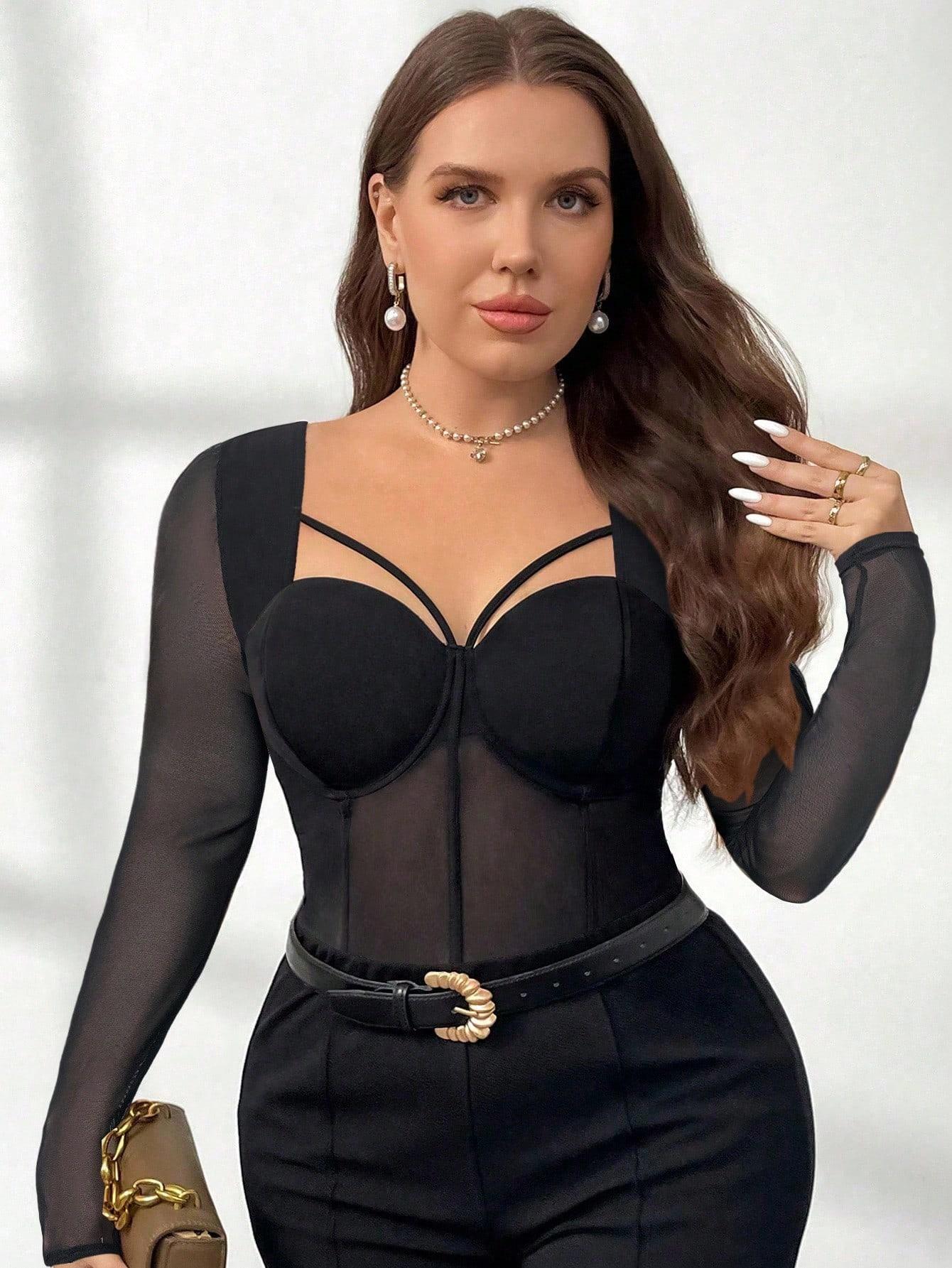 CZARNA BLUZKA SIATECZKA 