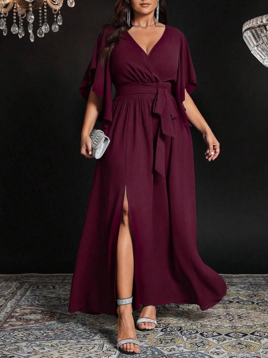 burgundowa maxi sukienka