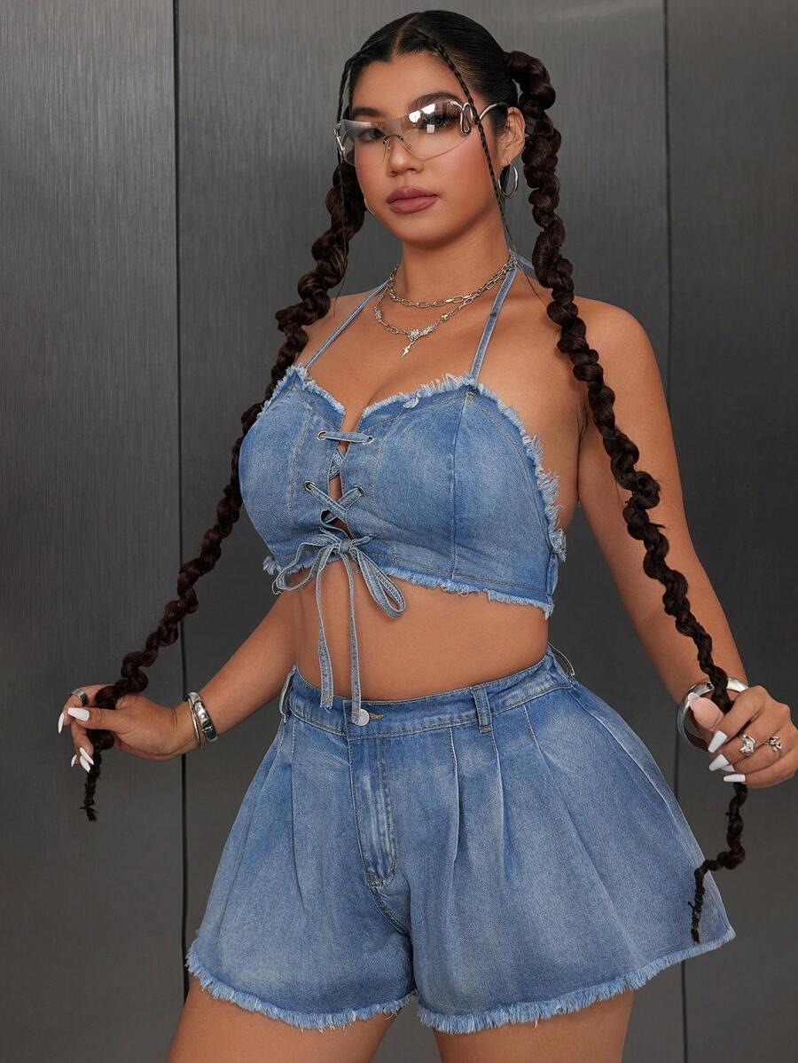 niebieski top jeans