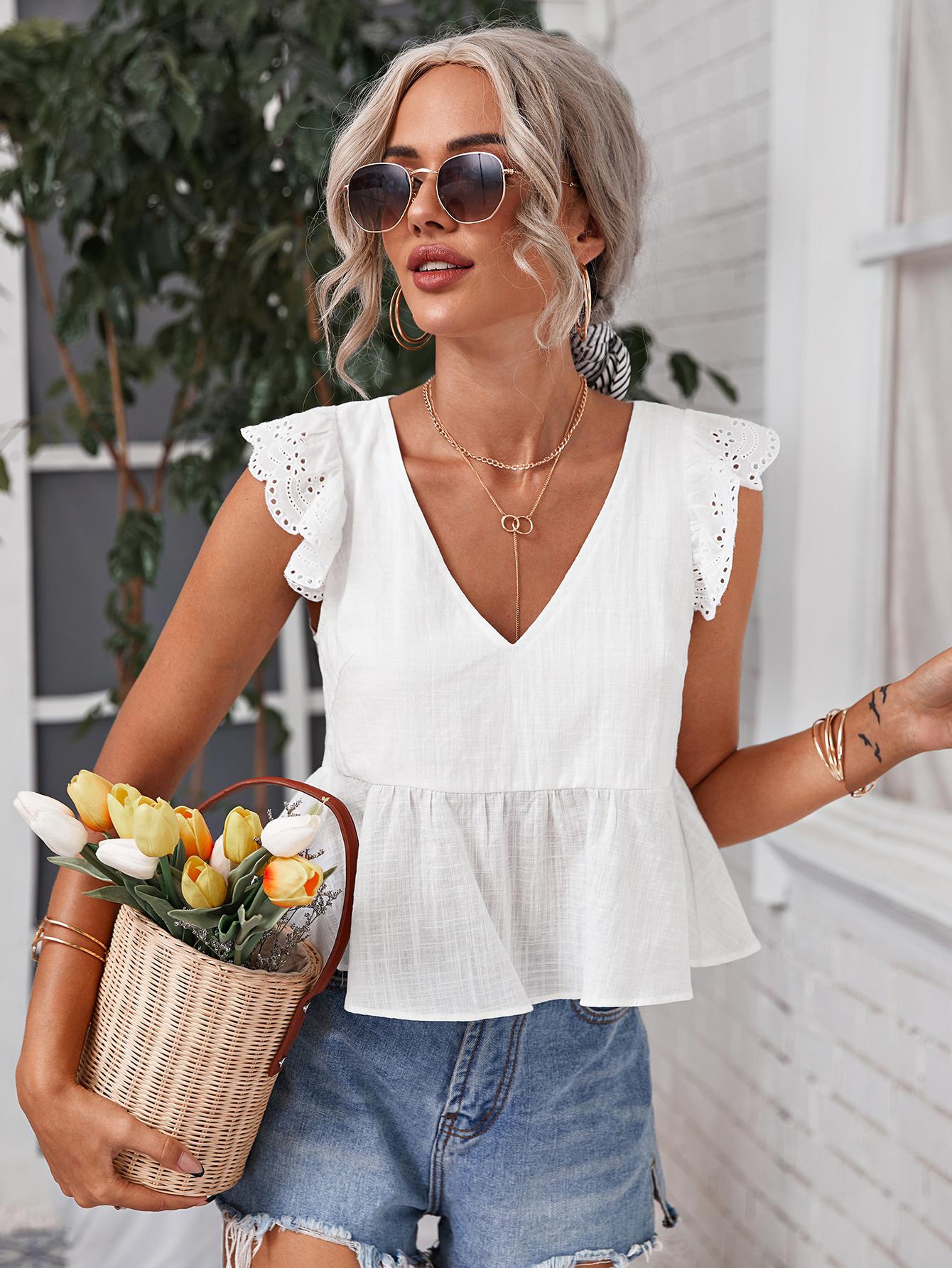BIAŁA BLUZKA V-NECK