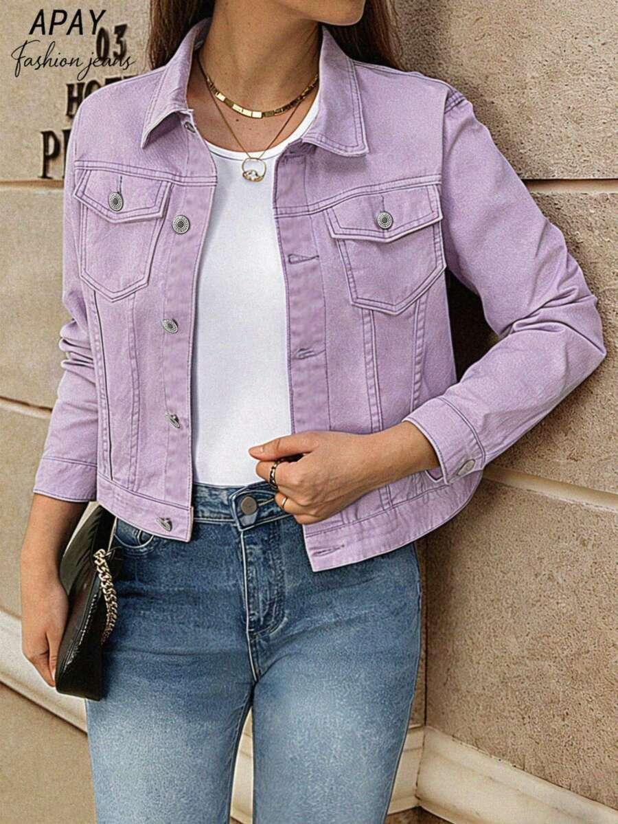 fioletowa kurtka jeans
