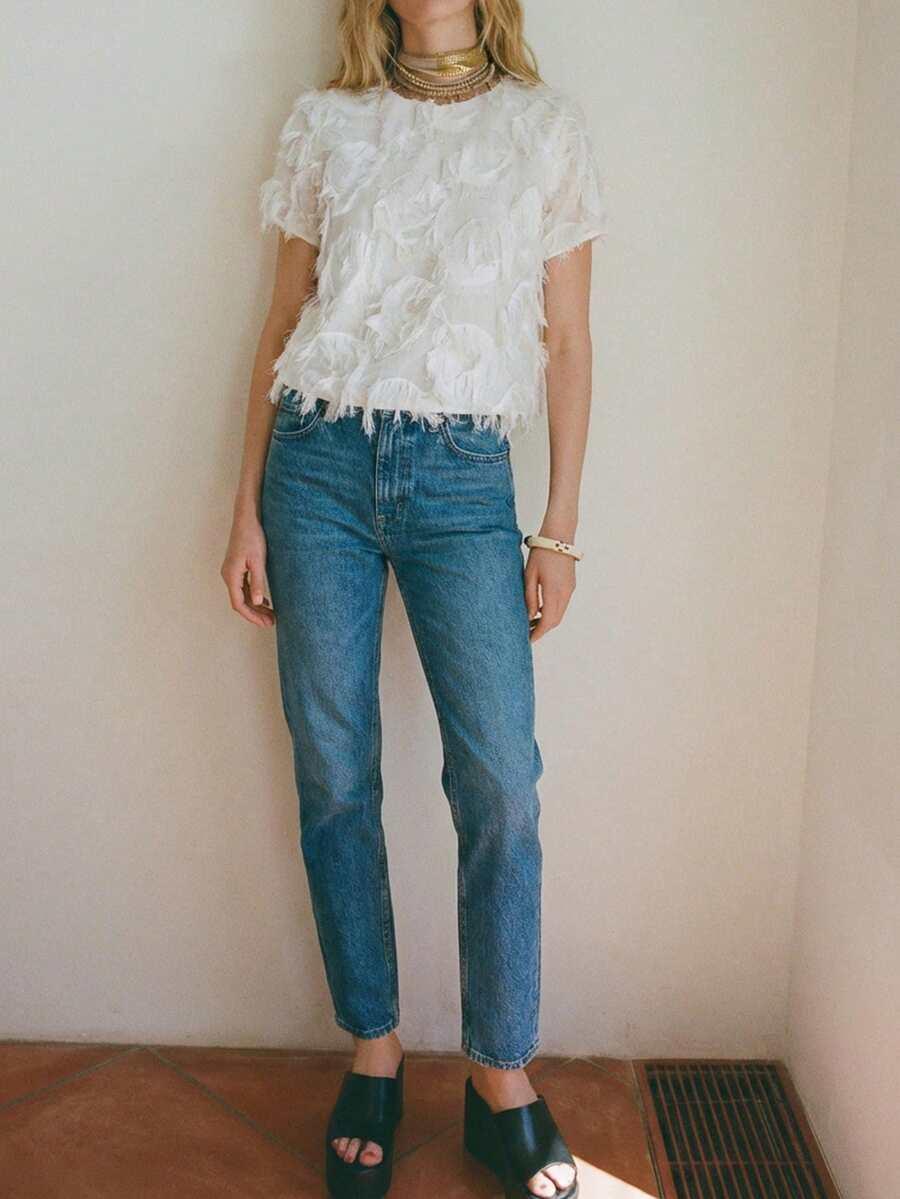 KREMOWA BLUZKA ZDOBIENIE