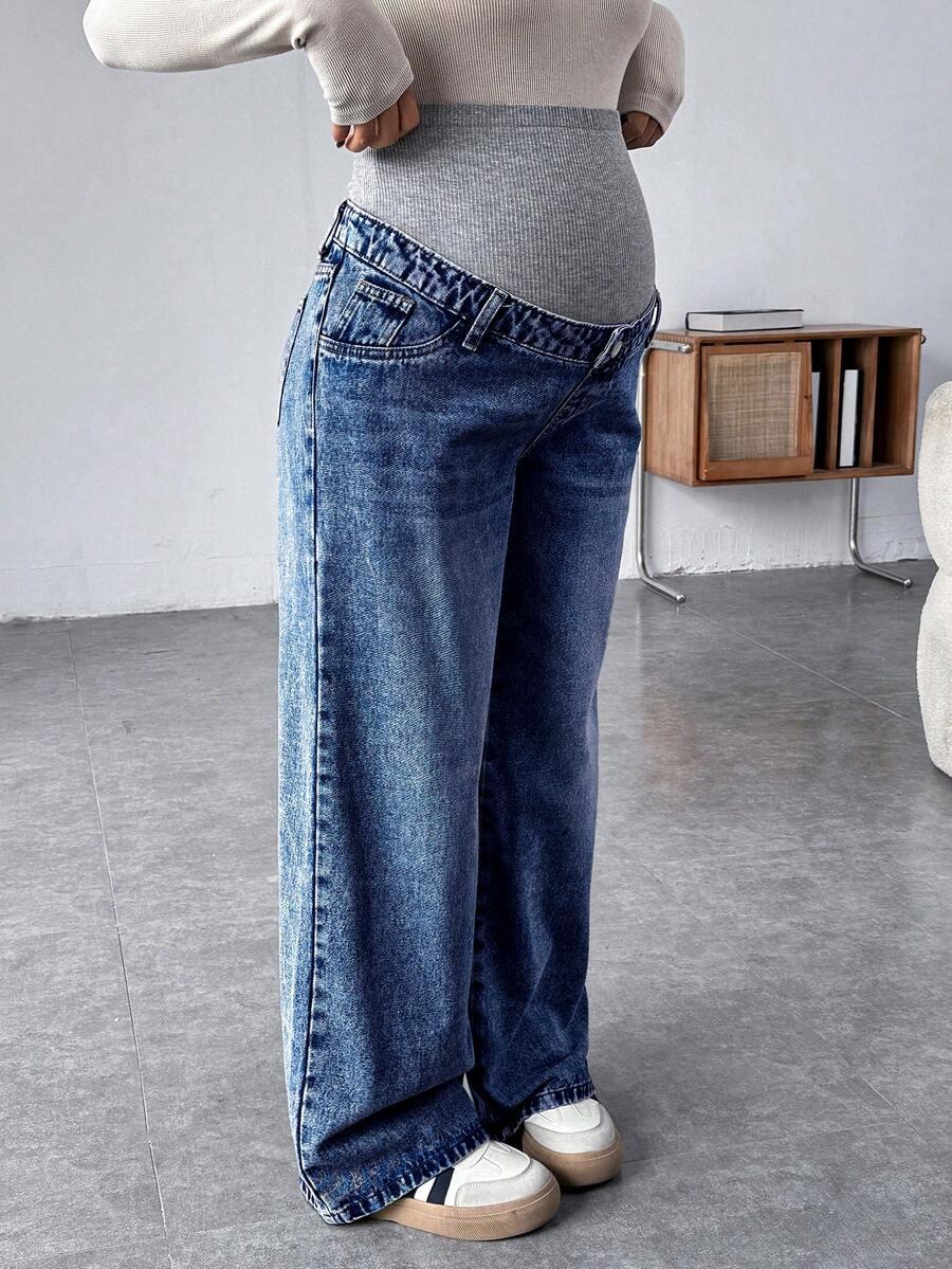 NIEBIESKIE SPODNIE CIĄŻOWE JEANS
