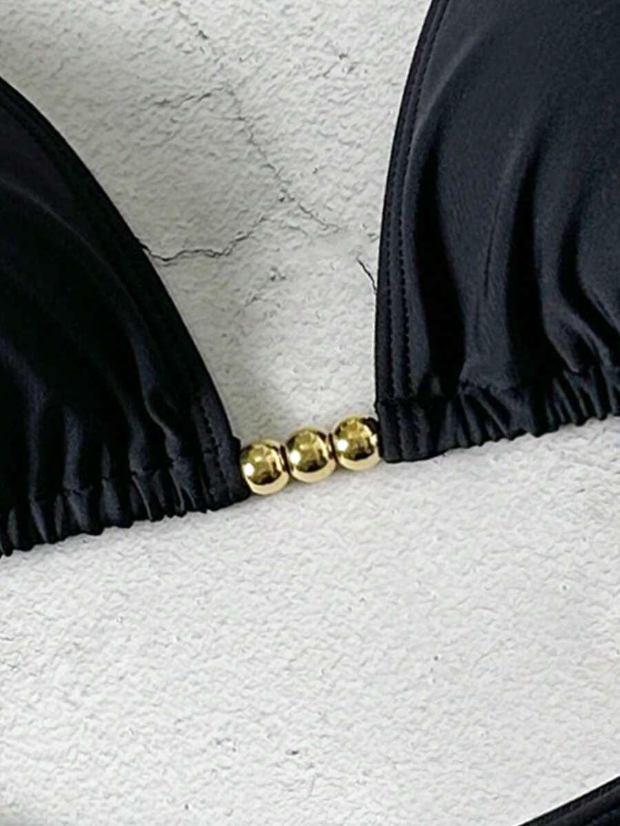 CZARNY KOMPLET BIKINI WIĄZANIE