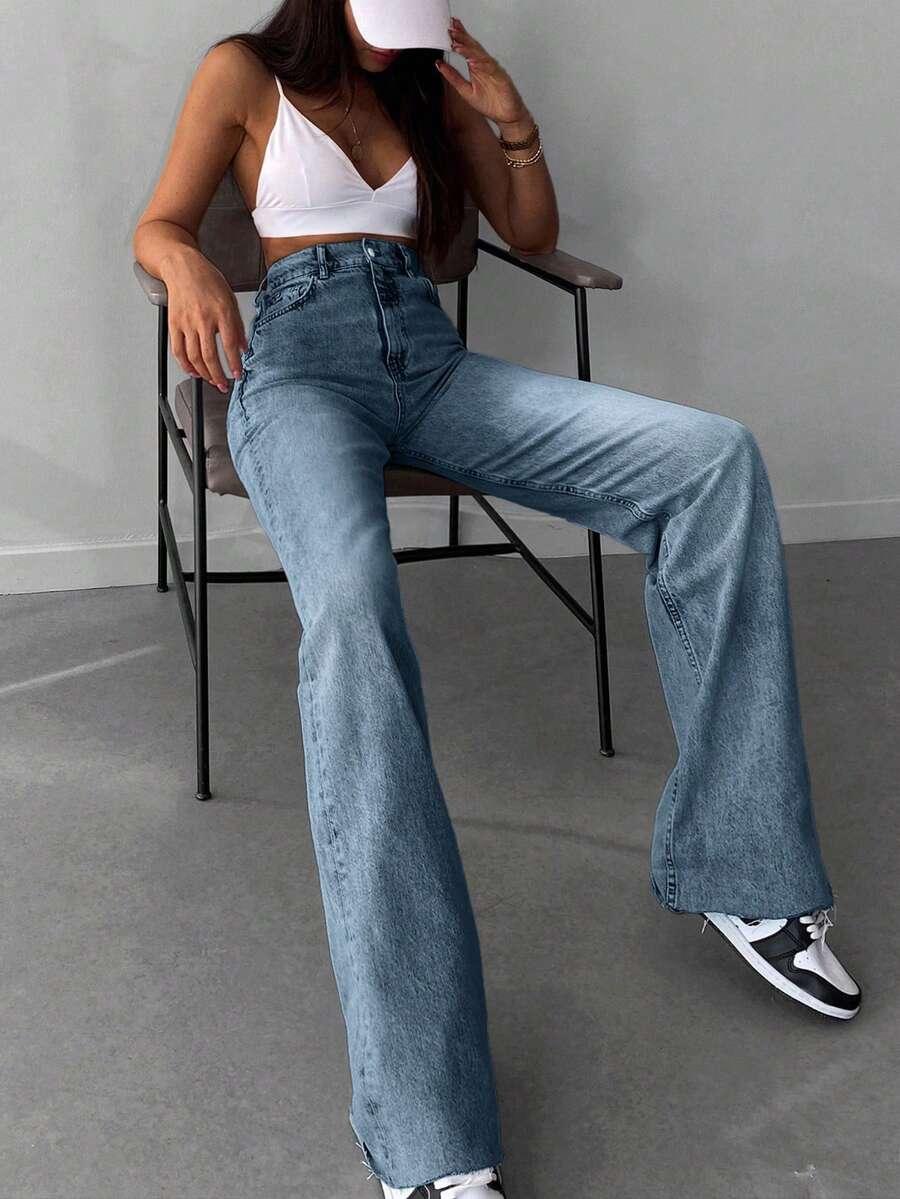 spodnie jeans wysoki stan