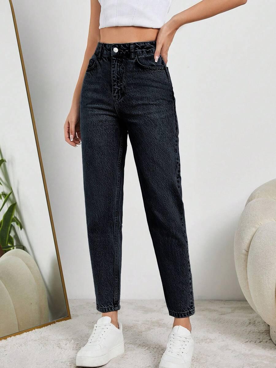 CZARNE SPODNIE JEANS 