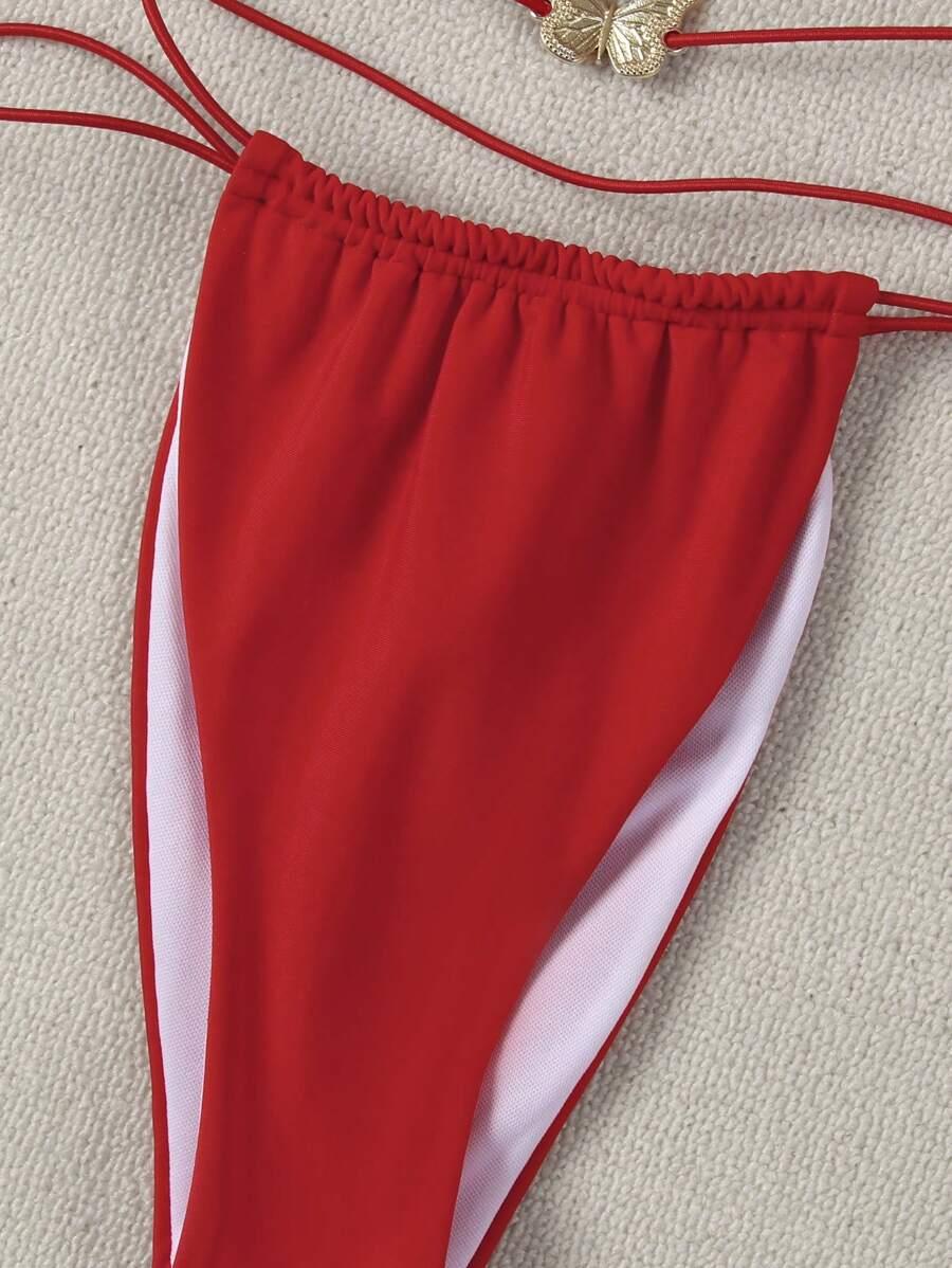 czarna góra od bikini wiązanie ozdoba