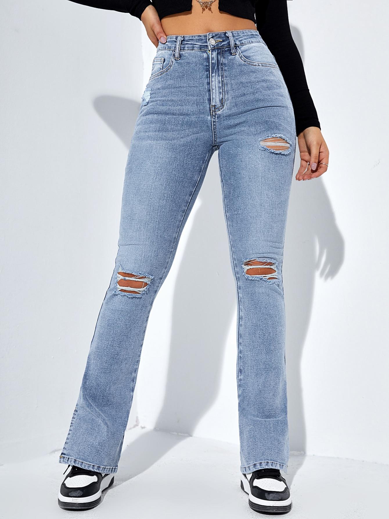 niebieskie spodnie ripped jeans