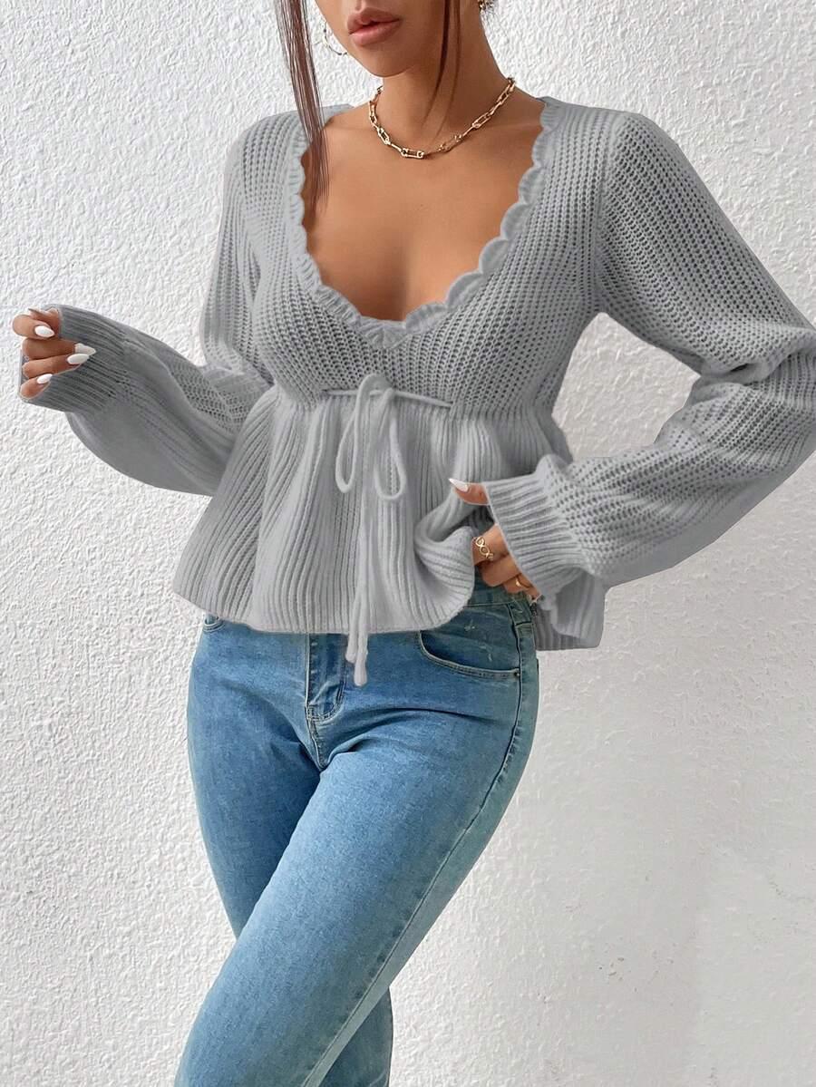 szary SWETER V-NECK 