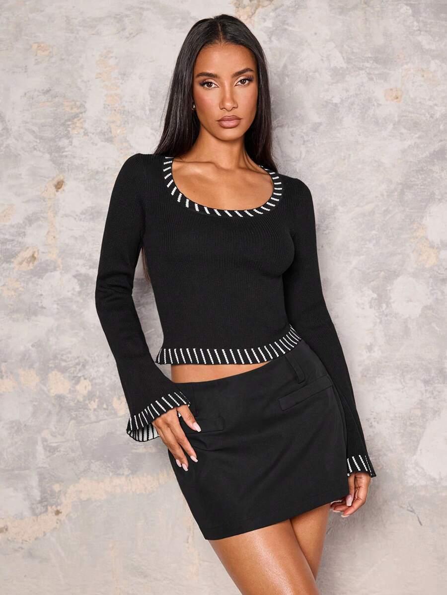 czarny dzianinowy top