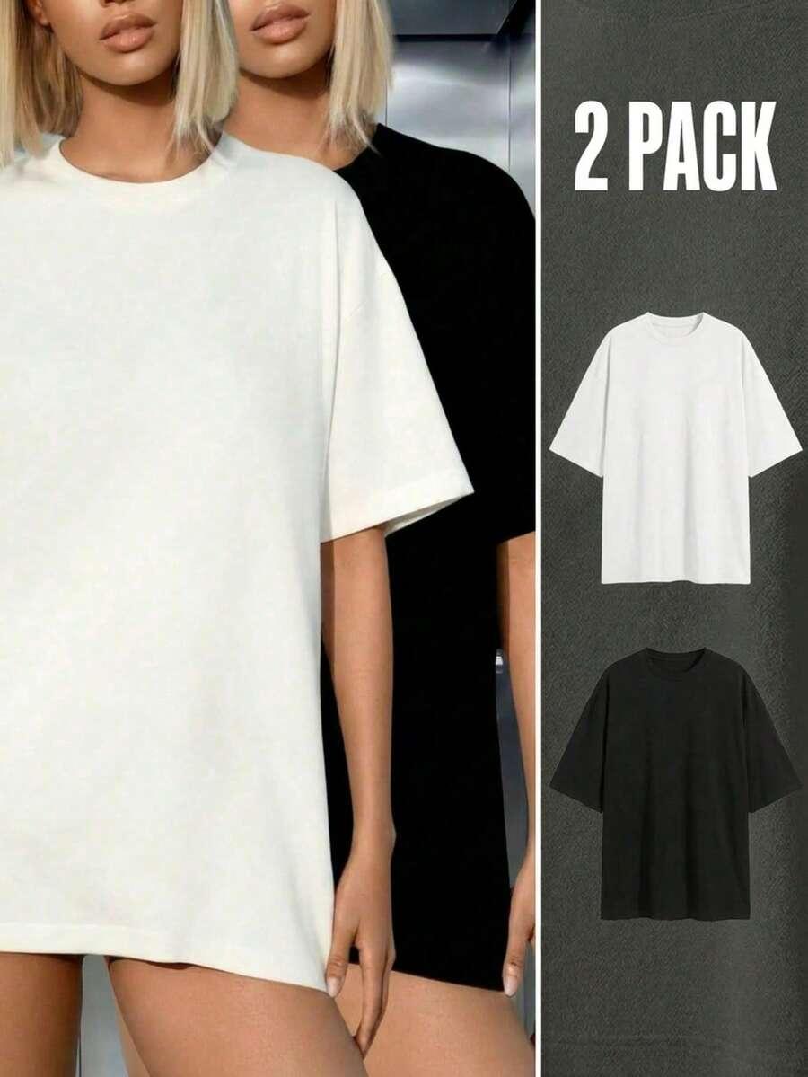 gładki t-shirt 2-pack
