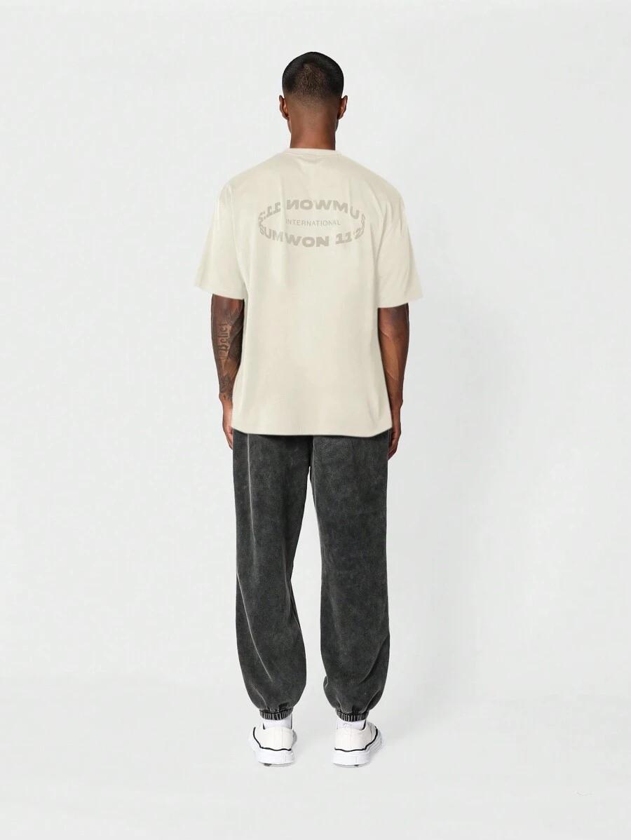 beżowy T-shirt okrągły dekolt