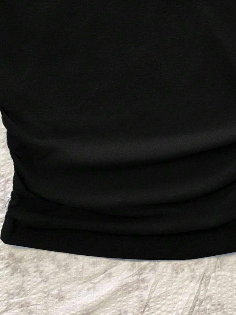 klasyczny top nadruk marszczenie 