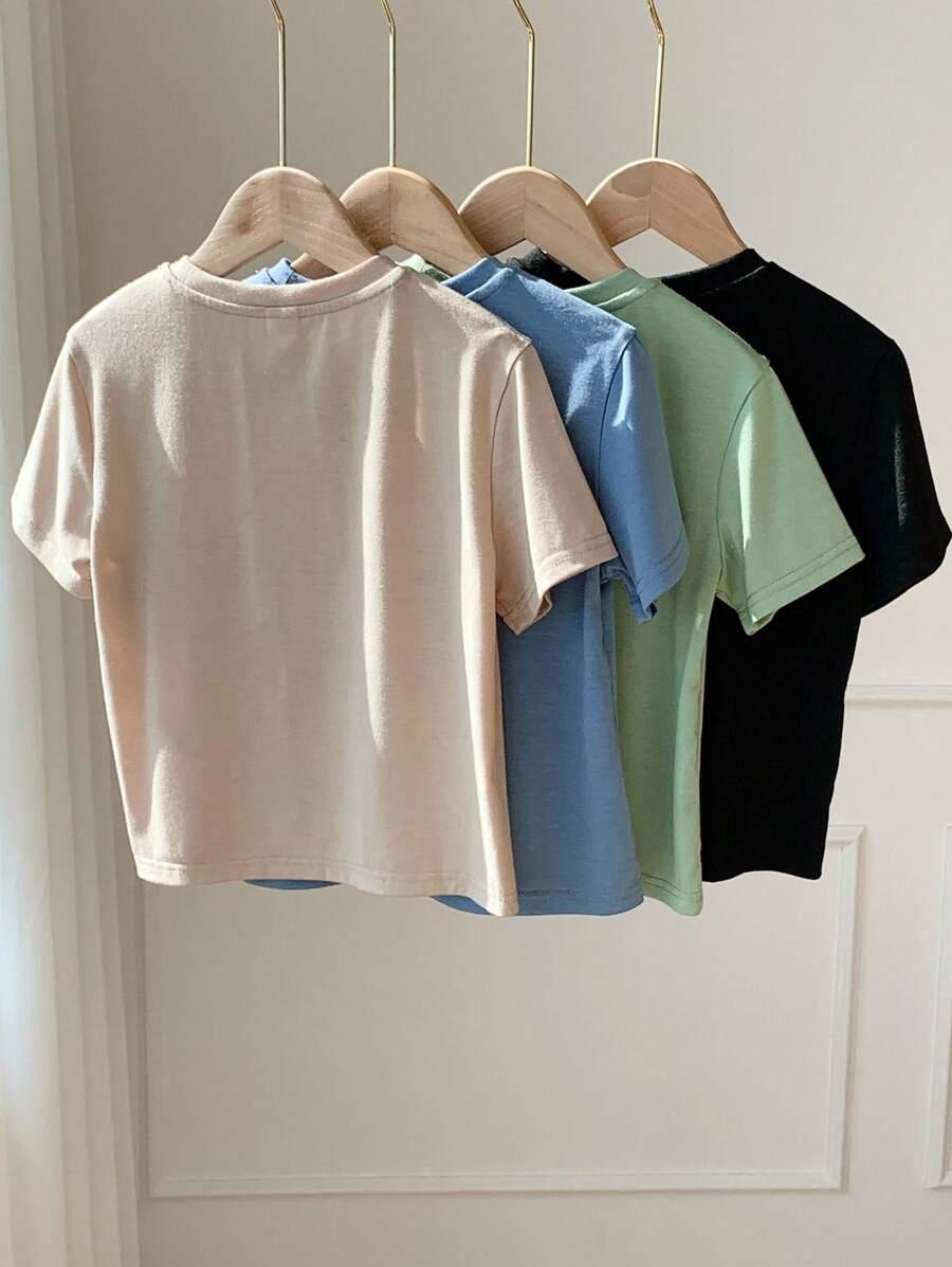 zielony t-shirt okrągły dekolt