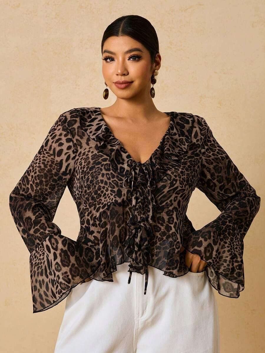 BLUZKA Z DŁUGIM RĘKAWEM ANIMAL PRINT