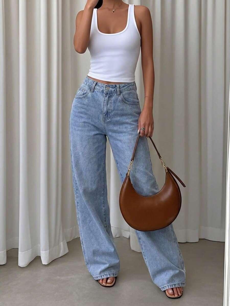 spodnie jeans wysoki stan
