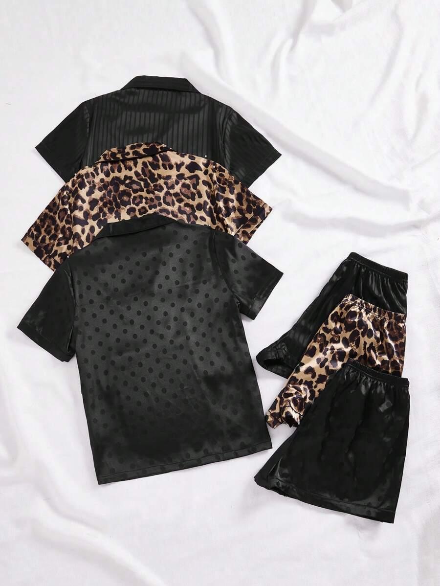 SATYNOWY KOMPLET PIŻAMA ANIMAL PRINT GROSZKI 2-PACK