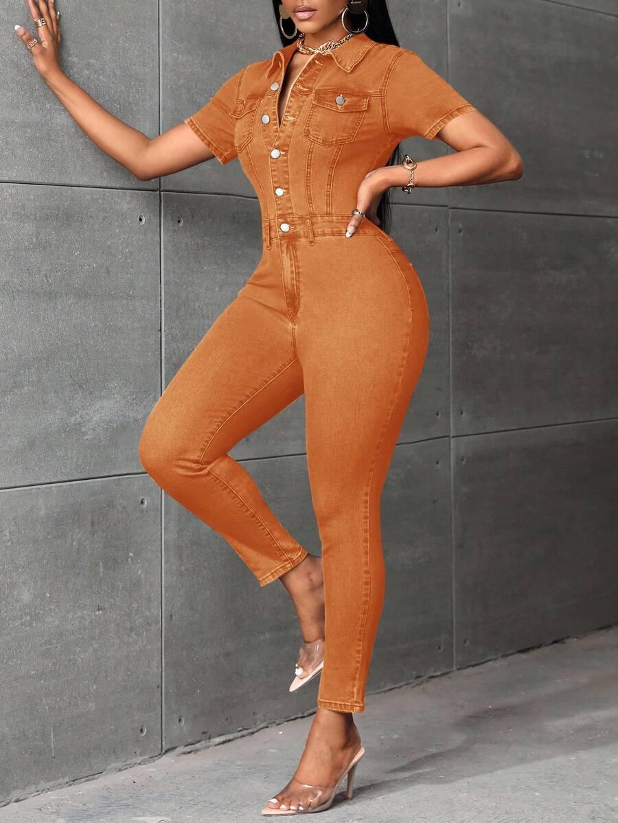 POMARAŃCZOWY KOMBINEZON JEANS 