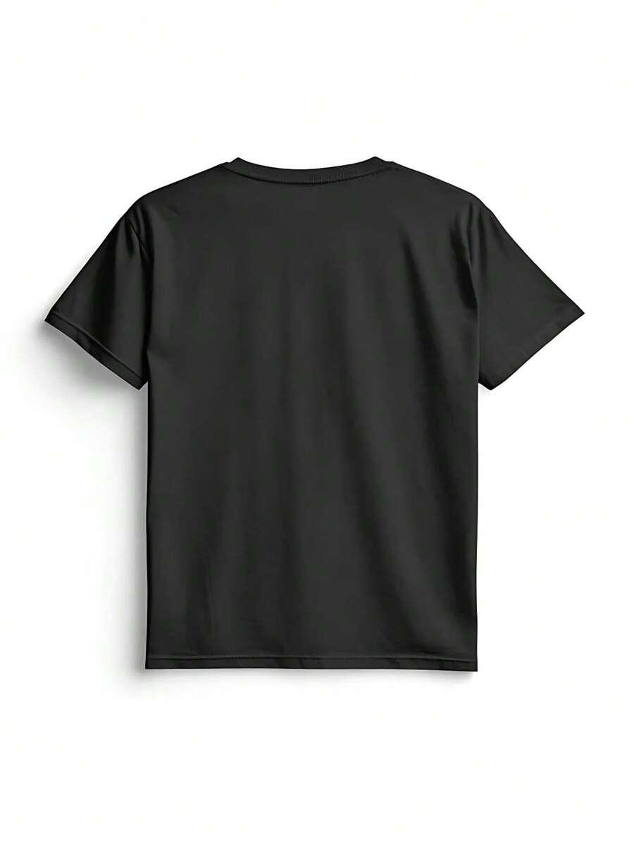 CZARNY T-SHIRT NADRUK
