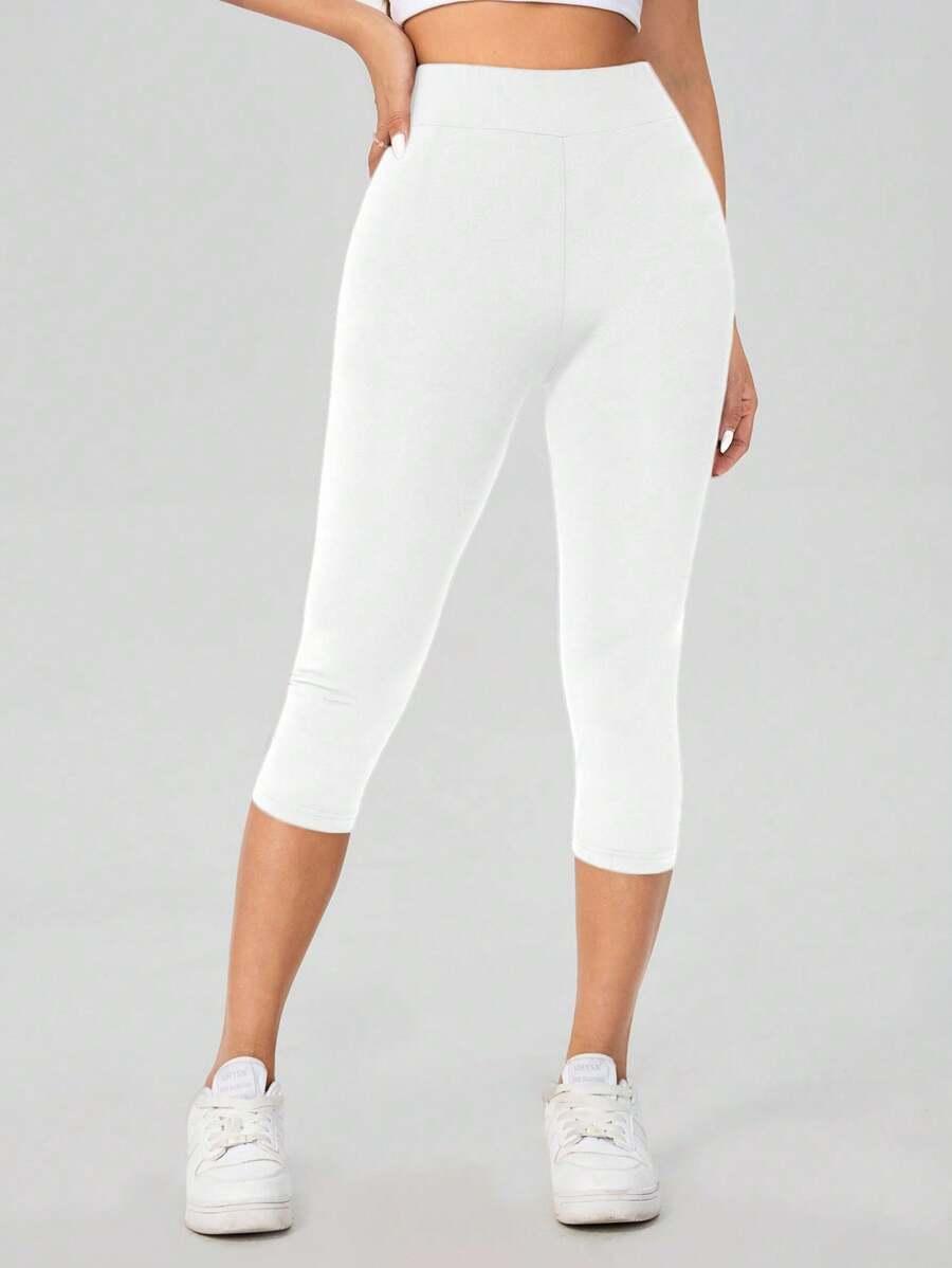 białe legginsy 3/4