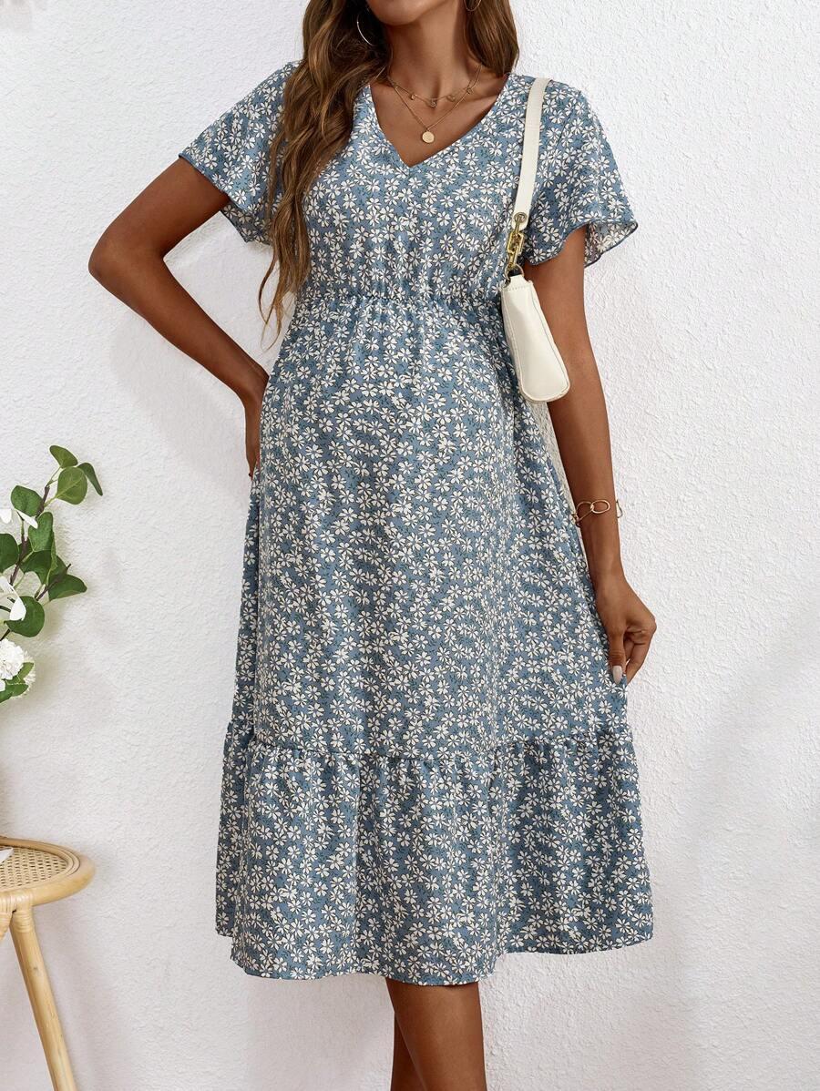 midi sukienka w kwiaty