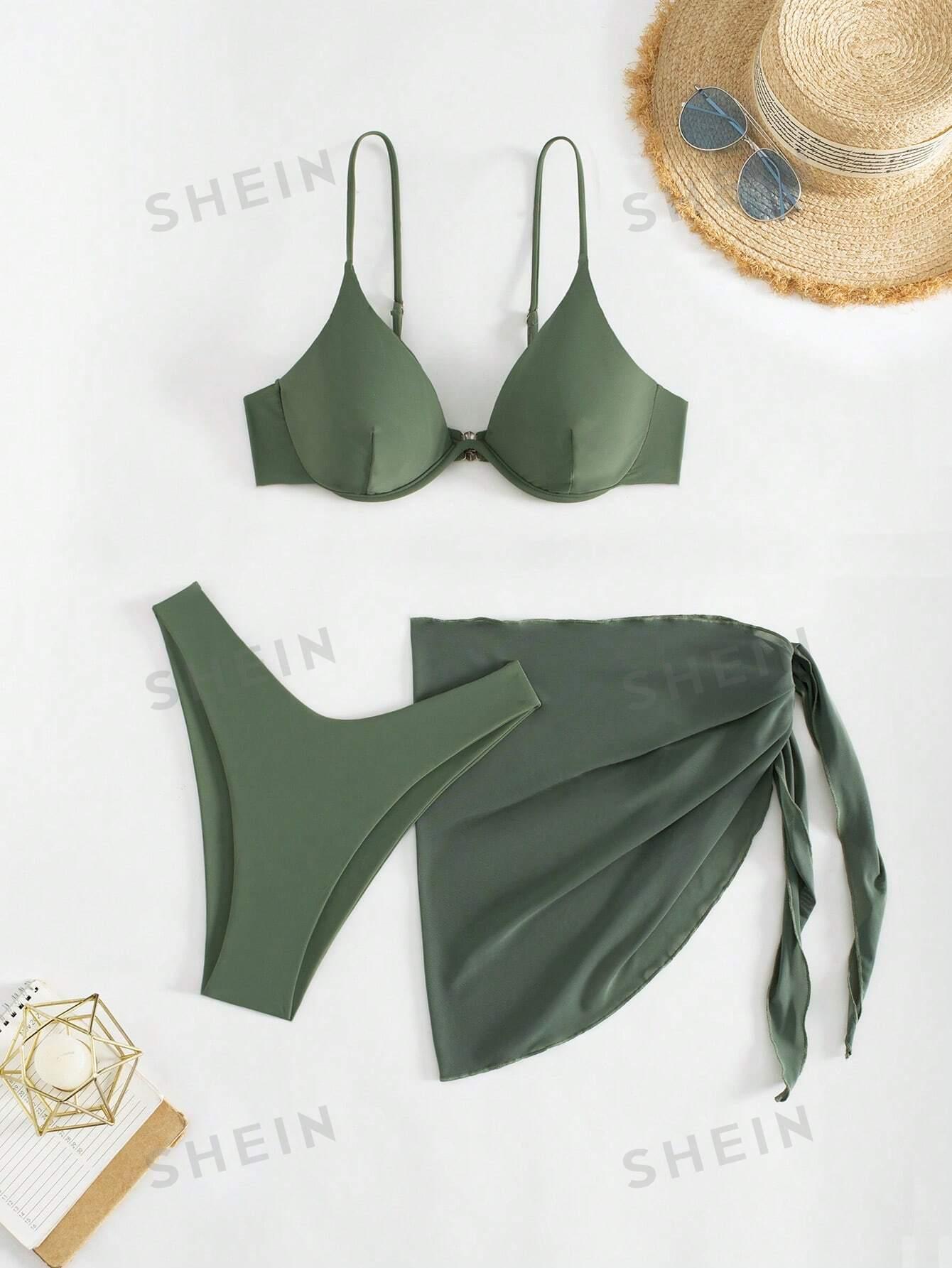 ZIELONY TRZYCZĘŚCIOWY KOMPLET BIKINI