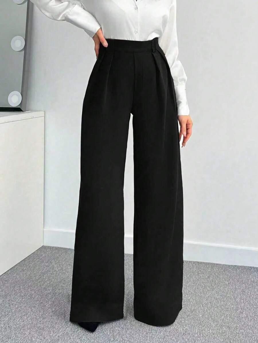 CZARNE ELEGANCKIE SPODNIE 