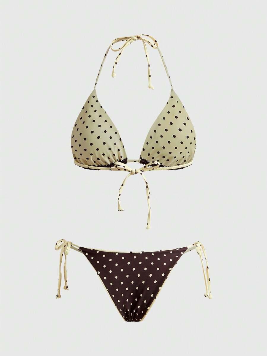 komplet bikini wzór groszki