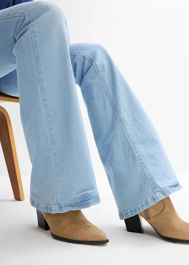 NIEBIESKIE SPODNIE JEANS DZWONY KIESZENIE 