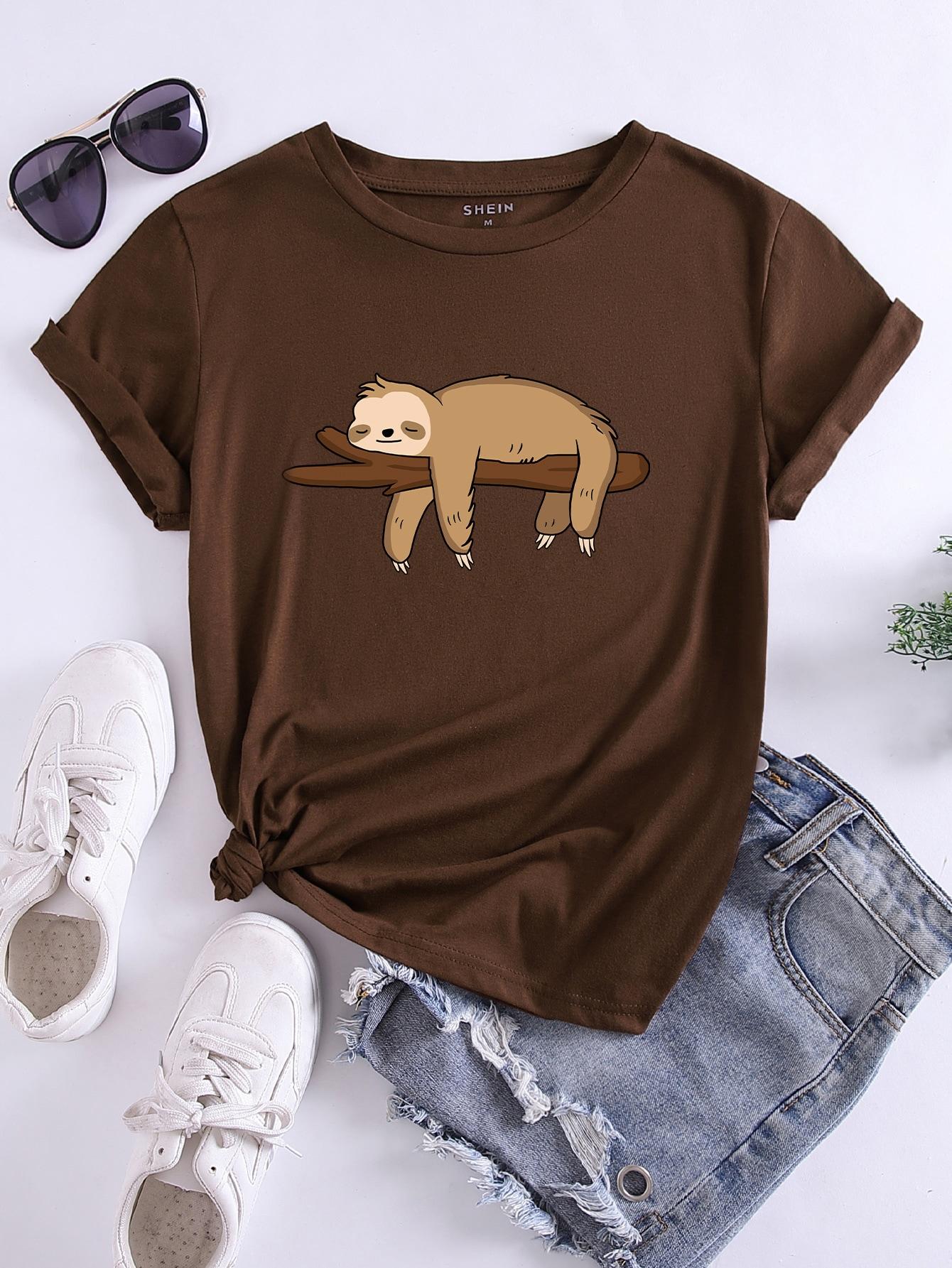 T-SHIRT DAMSKI BAWEŁNIANY Z NADRUKIEM