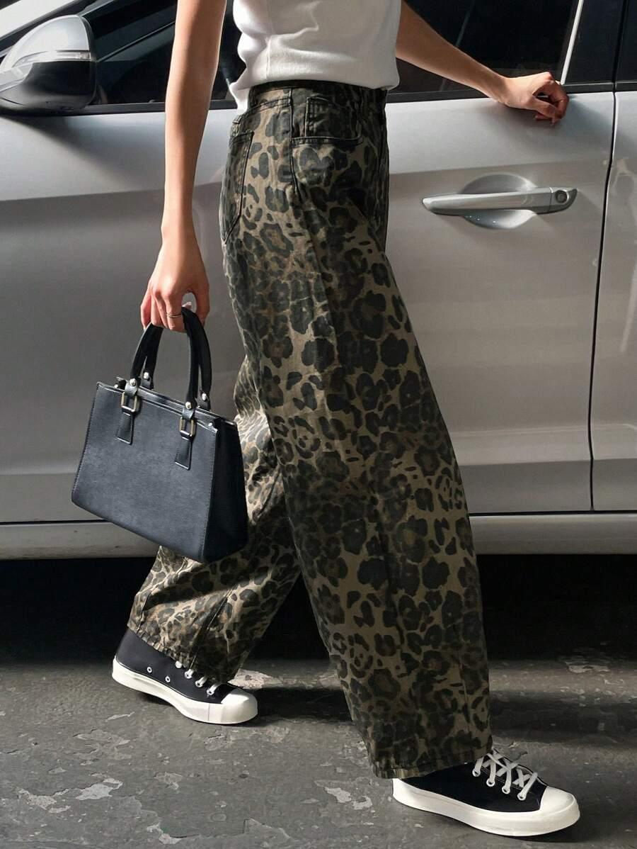 SPODNIE JEANS ANIMAL PRINT