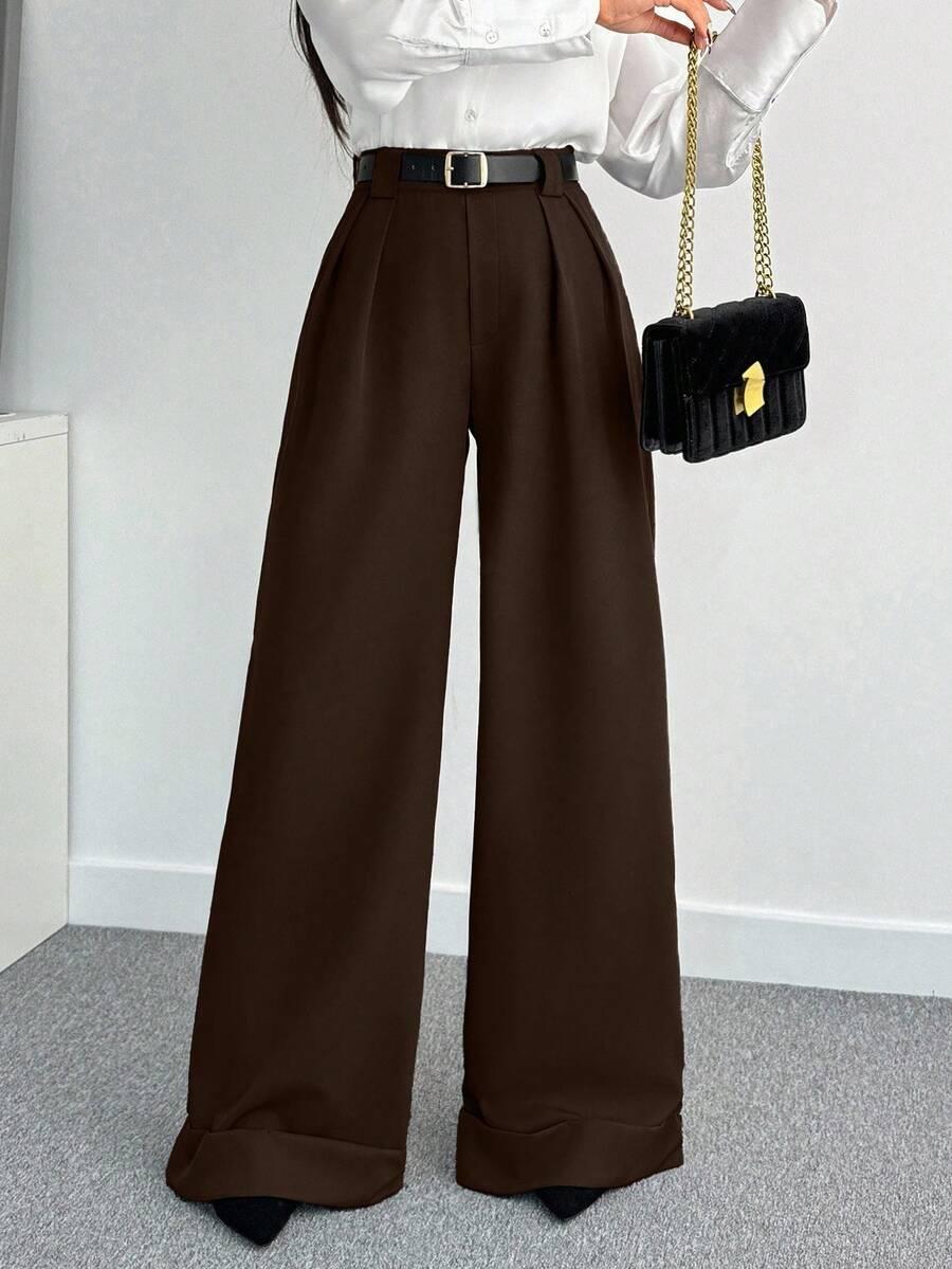 BRĄZOWE ELEGANCKIE SPODNIE