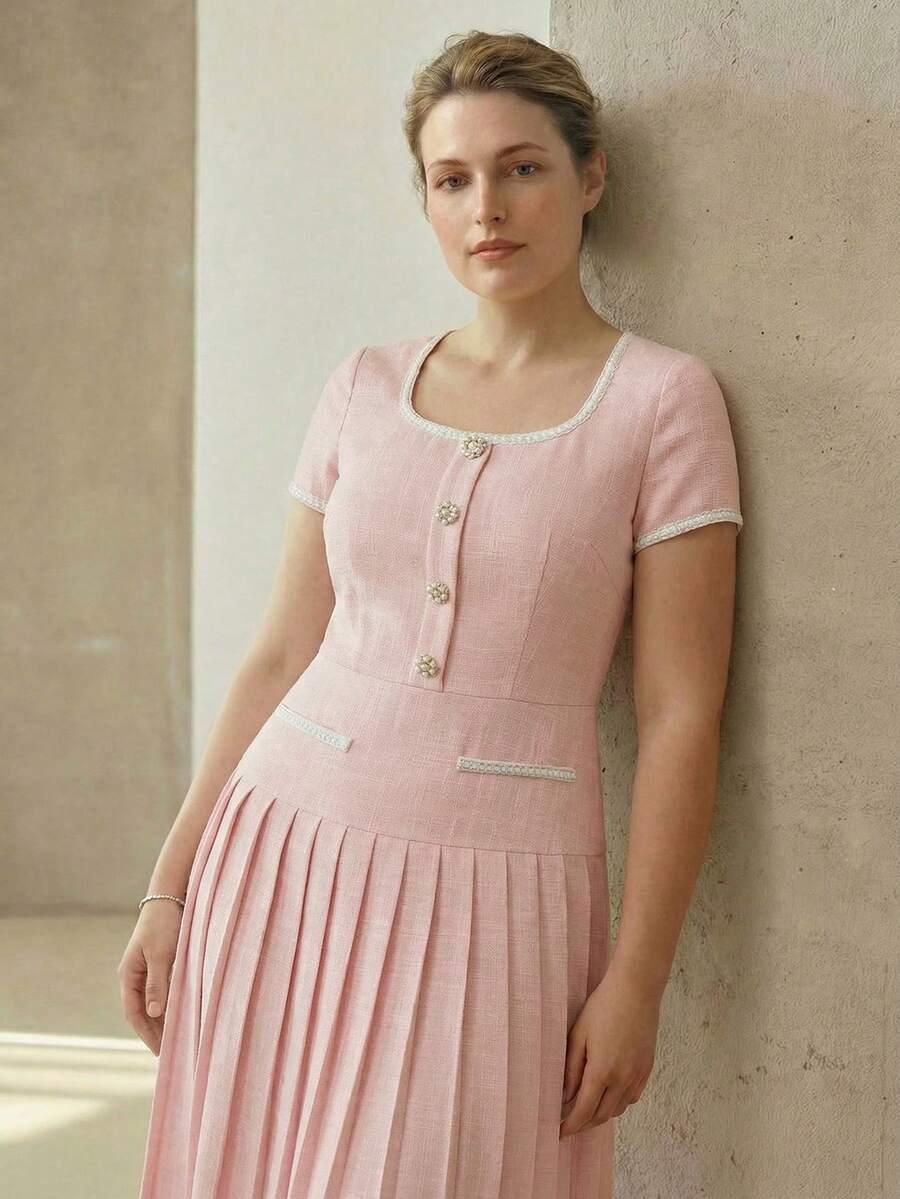 RÓZOWA  plisowana sukienka