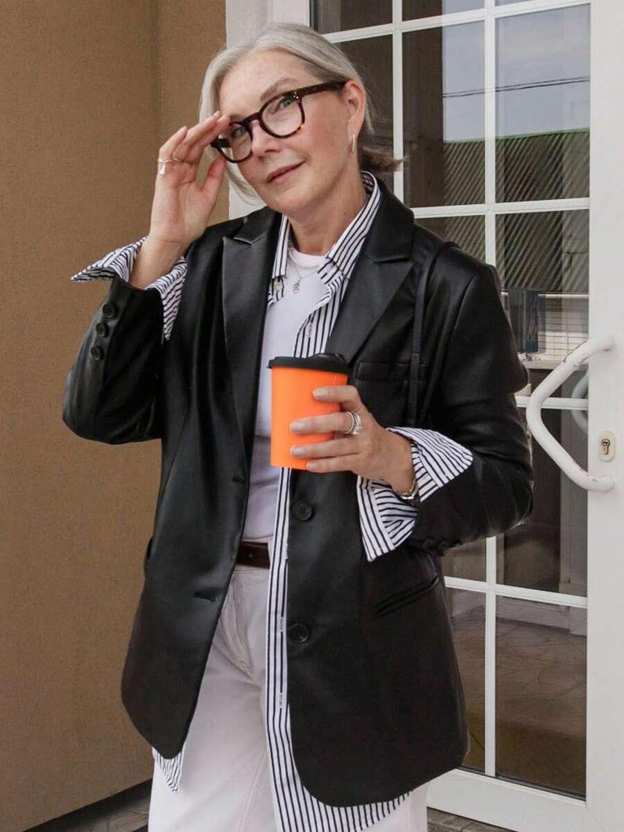 MARYNARKA Z IMITACJI SKÓRY