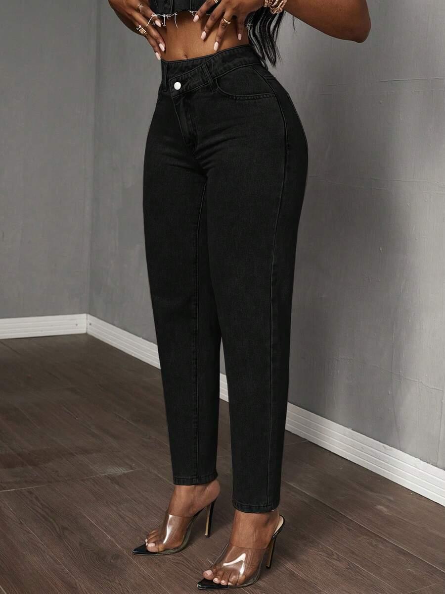 CZARNE SPODNIE JEANS 