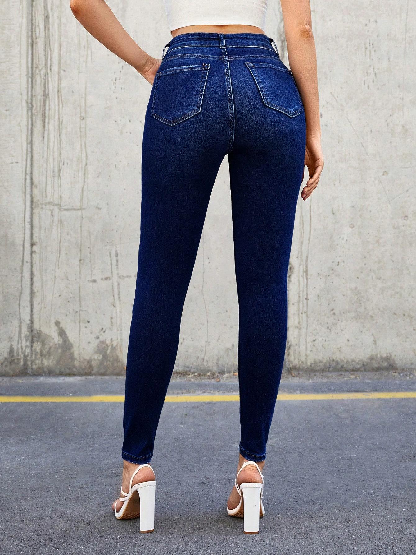 GRANATOWE JEANSY RURKI 