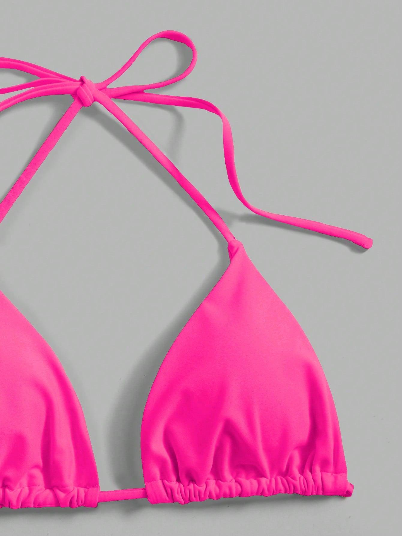 RÓŻOWY KOMPLET BIKINI STRINGI