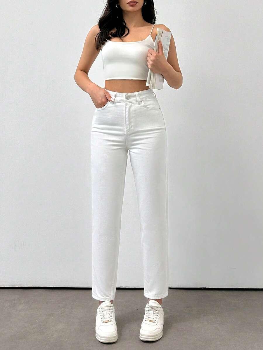 BIAŁE SPODNIE JEANS