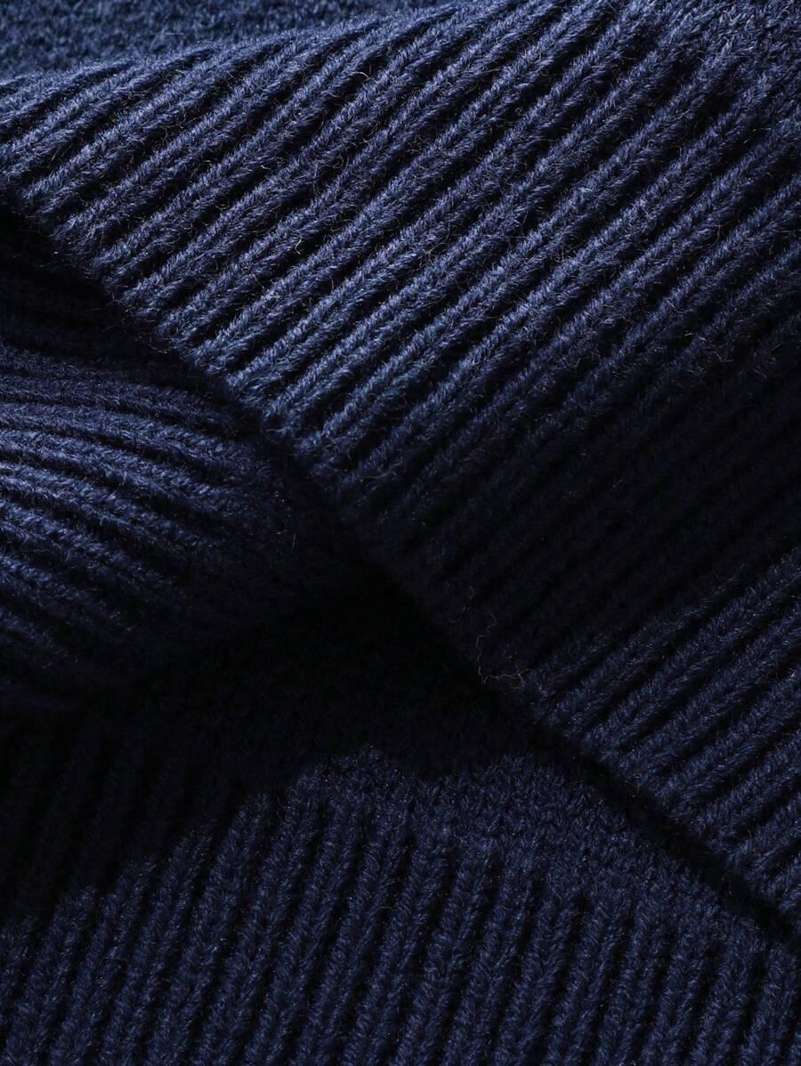 GRANATOWY SWETER MĘSKI AKRYLOWY OKRĄGŁY DEKOLT WKŁADANY