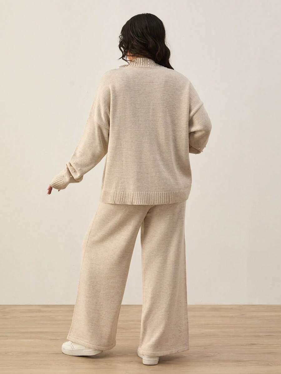 komplet sweter spodnie zdobienie 
