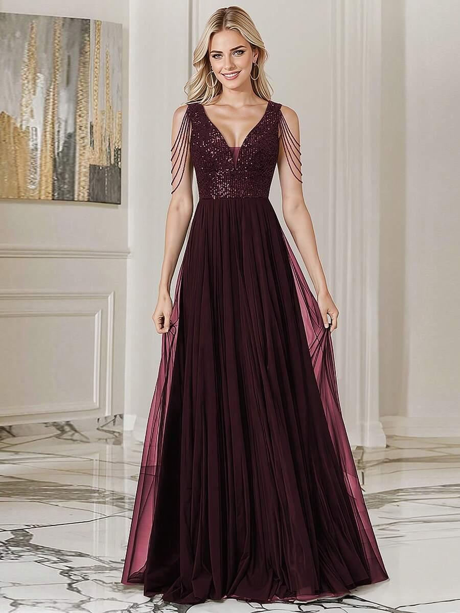 BURGUNDOWA MAXI SUKIENKA zdobienie