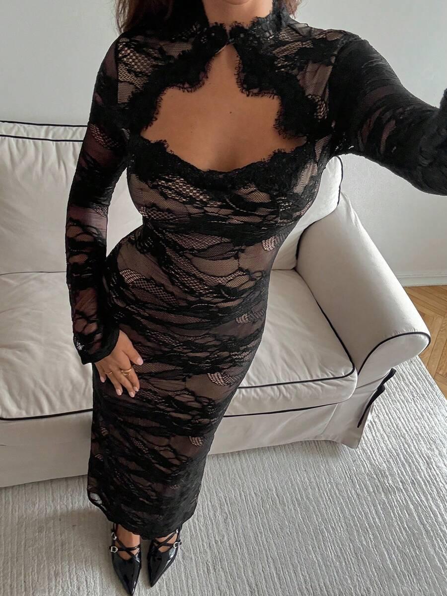 CZARNA MAXI SUKIENKA 