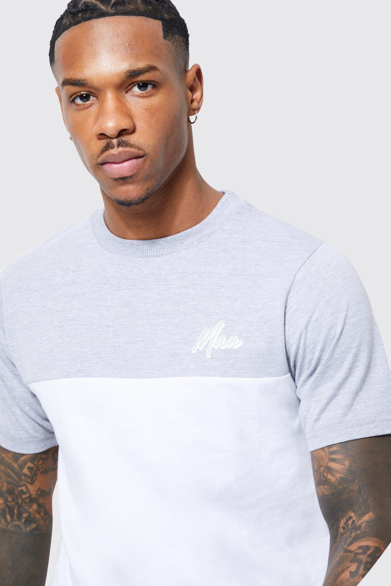 KLASYCZNY T-SHIRT CASUAL KONTRAST