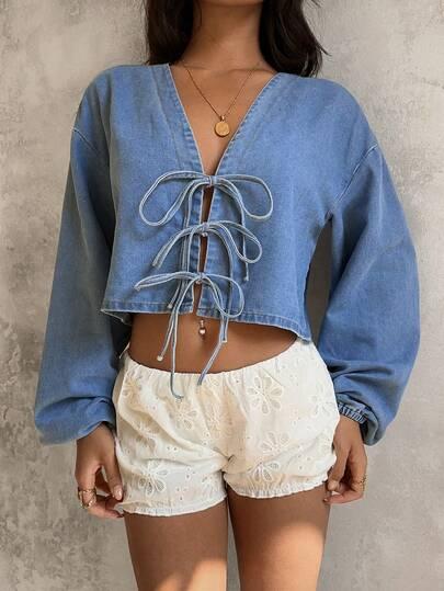 niebieski top jeans 