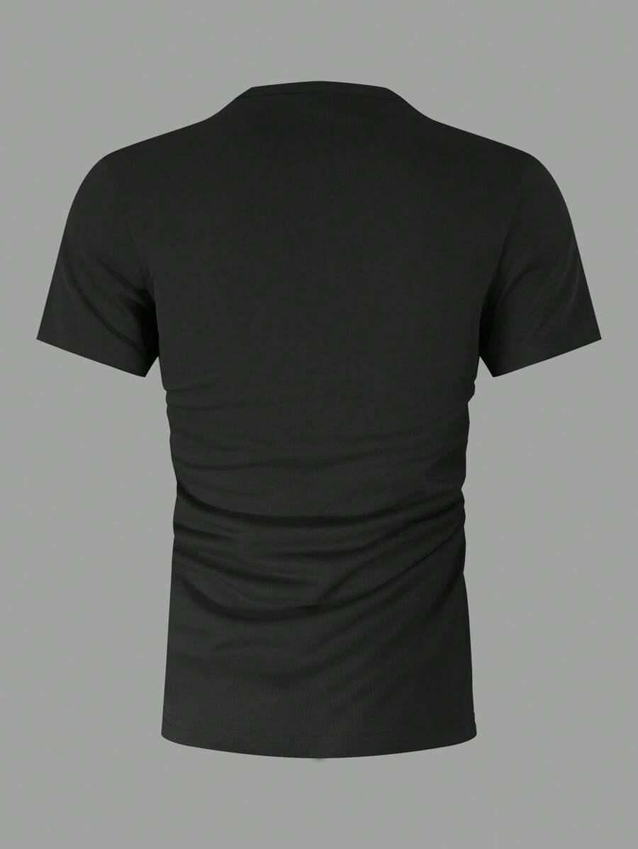 CZARNY T-SHIRT OKRĄGŁY DEKOLT