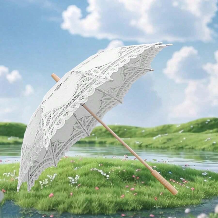 beżowy parasol koronka