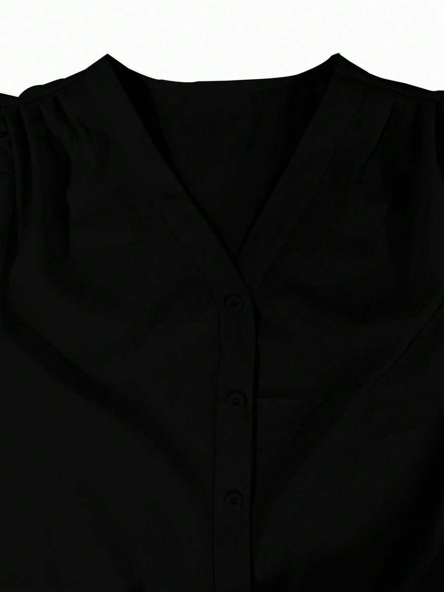 CZARNA BLUZKA V-NECK