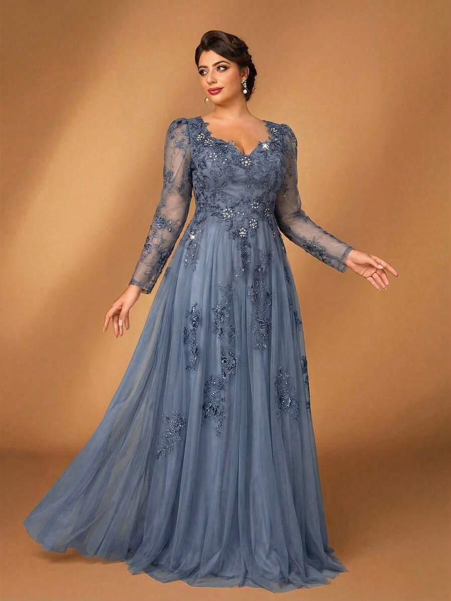 NIEBIESKA MAXI SUKIENKA ZDOBIENIA 