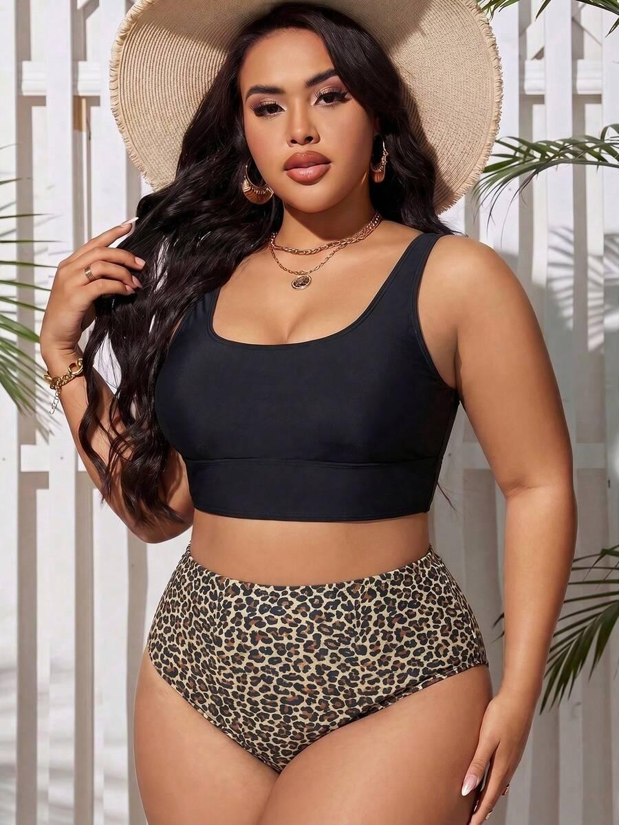 dwuczęściowy strój kąpielowy animal print