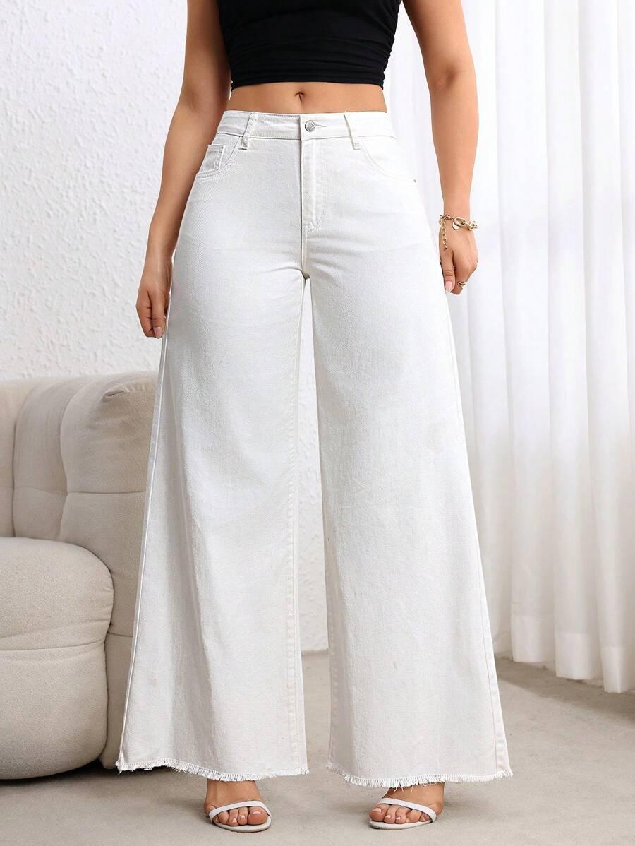 BIAŁE SPODNIE JEANS